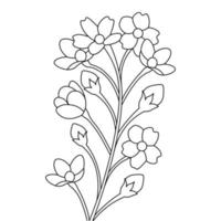Decorative flower Hand drawn illustration for coloring page of isolated on white background vector