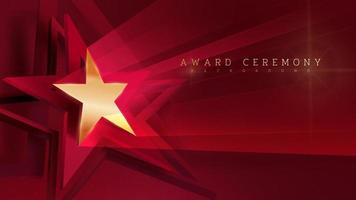 3d golden star with light ray effect element and glitter glow decoration. award ceremony background. vector