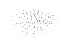 Light Purple vector background with music symbols.