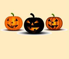 three scary pumpkins night dark vector