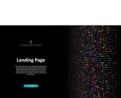 Abstract landing page with a colourful cyber particles design vector