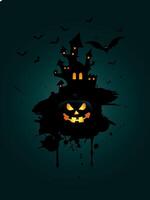 halloween background with pumpkins spooky castle landscape design vector