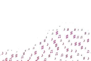 plantilla de vector de color violeta claro, rosa con símbolos musicales.