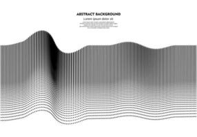 Abstract dynamic wave background of particles in black and white. Vector illustration