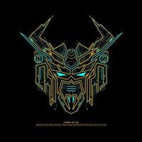 Robot Head Line Art in Futuristic Style vector