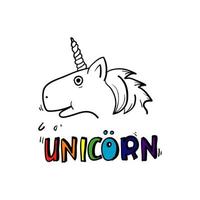 doodle unicorn illustration with hand drawn style vector