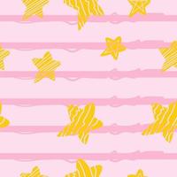 Gold stars seamless pattern on stripe pastel background vector