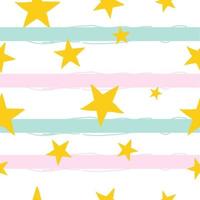 Gold stars seamless pattern on stripe pastel background vector