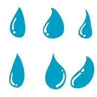 hand drawn abstract set of blue water drop icons on white background vector