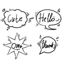 set of hand drawn Comic bubbles speech, vector illustration isolated