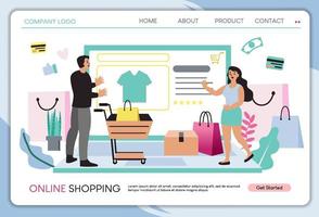 mujeres felices con compras en pago móvil con tarjeta de crédito. compras en línea en una tienda en línea en un sitio web o aplicación móvil. el concepto de vector ama ir de compras. diseño para banner de venta, marketing digital.