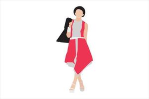 Vector illustration of elegant women posing on the sidewalk