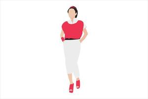 Vector illustration of elegant women walking on the sidewalk