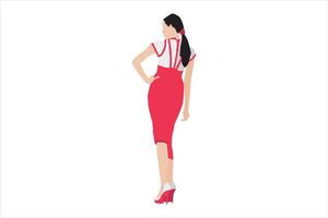 Ilustración vectorial de mujeres de moda posando en la acera vector