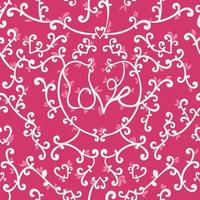 Love heart flourish ornate pattern. Seamless pattern. Great for gift wrap, cards, scrap booking, letters, wallpaper, tile, dinnerware, product design projects. Surface pattern design - Vector