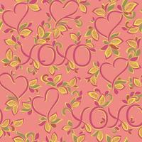 XOXO pink love heart floral natural ornate seamless pattern. Great for gift wrap, cards, scrap booking, letters, wallpaper, tile, dinnerware, product design projects. Vector