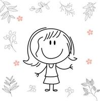 cute cartoon illustration for kids. black and white. the girls activity. but he has recovered from his illness. vector