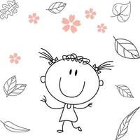 cute cartoon illustration for kids. black and white. the girls activity. but he has recovered from his illness. vector