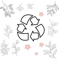 cute cartoon illustration for kids. black and white. recycling. but he has recovered from his illness. vector