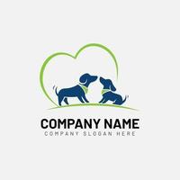 Pet love and care logo design vector