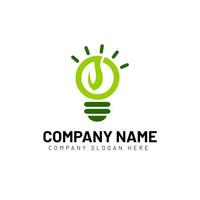 Creative green bulb leaf logo design vector