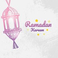 Ramadan Mubarak Illustration With Lantern Concept. Hand Drawn Sketch Style vector