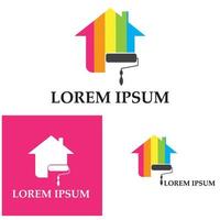 Colorful house painting service vector icon logo design template