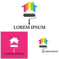 Colorful house painting service vector icon logo design template