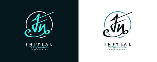 Initial F and N Logo Design with Elegant and Minimalist Handwriting Style. FN Signature Logo or Symbol for Wedding, Fashion, Jewelry, Boutique, and Business Identity vector