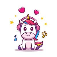 Cute Unicorn Listening Music With Headphone Cartoon Vector Icon  Illustration. Animal Technology Icon Concept Isolated Premium  Vector. Flat Cartoon Style