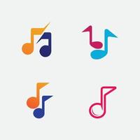 conjunto de iconos de música y notas, diseño de ilustraciones vectoriales, ondas sonoras, audio, ecualizador, abstracto, plantilla de diseño de ilustración vectorial del logotipo del conjunto de cabezales vector