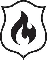 Shield with fire sign. Vector fire shield. Vector shield icon. Protection icon.