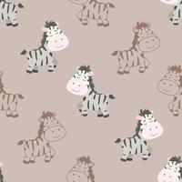 Seamless doodle zebra cartoon pattern vector