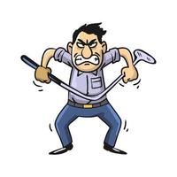 Cartoon style vector illustration of a frustrated male golfer
