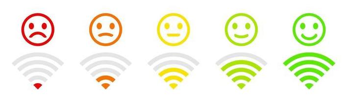 Wireless and wifi icon. Wi-fi signal symbol. Internet connection. Remote internet access collection - Modern vector. Degree satisfaction with feelings. vector