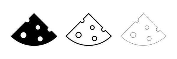 Triangular cheese simple icon of different thicknesses. Triangle Cheese icon, Flat vector illustration of cheese pieces.