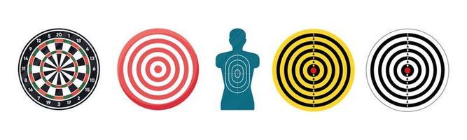 Big set target isolated icons. Targets for shooting. Dartboard icons. Various various arrow board modern icon set on white background. vector