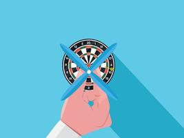 Original circular dartboard. Arrow hitting the center of target, Business concept. Target with arrow in center. Goal setting. Smart goal. Business target concept. Achievement and success. vector