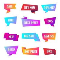 Vector stickers, price tag, banner, label. Coupon sale, offers and   promotions vector template. Shop price tag, retail, commerce, business