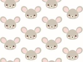 lindo patrón de vector de ratón. cabeza de ratón al estilo kawaii. fondo transparente