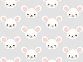 Cute mouse vector pattern. Mouse head in kawaii style. Seamless background.