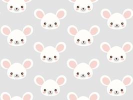 Cute mouse vector pattern. Mouse head in kawaii style. Seamless background.