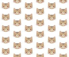 Cat vector pattern. Cute seamless background with kitten head.