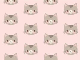 Cute cat pattern. Kitten face seamless background. Baby or child design. vector