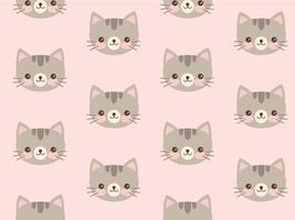 Cute cat pattern. Kitten face seamless background. Baby or child design. vector