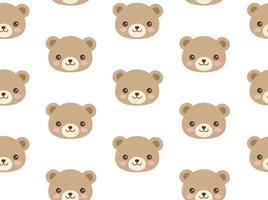 Cute bear head pattern. Vector seamless pattern with smiling bear character.