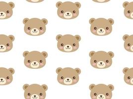 Cute bear head pattern. Vector seamless pattern with smiling bear character.