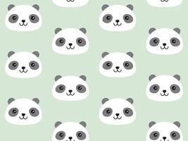Cute panda pattern in cute kawaii style. Vector seamless background in flat graphic style.