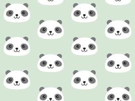 Cute panda pattern in cute kawaii style. Vector seamless background in flat graphic style.