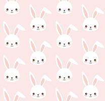 Cute bunny pattern. Rabbit head vector seamless background for baby, child.